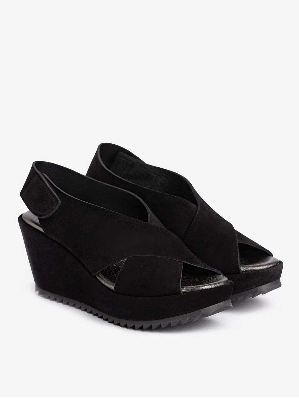 Pedro Garcia Federica Suede Wedge Black Sandals - Picture 5 of 8